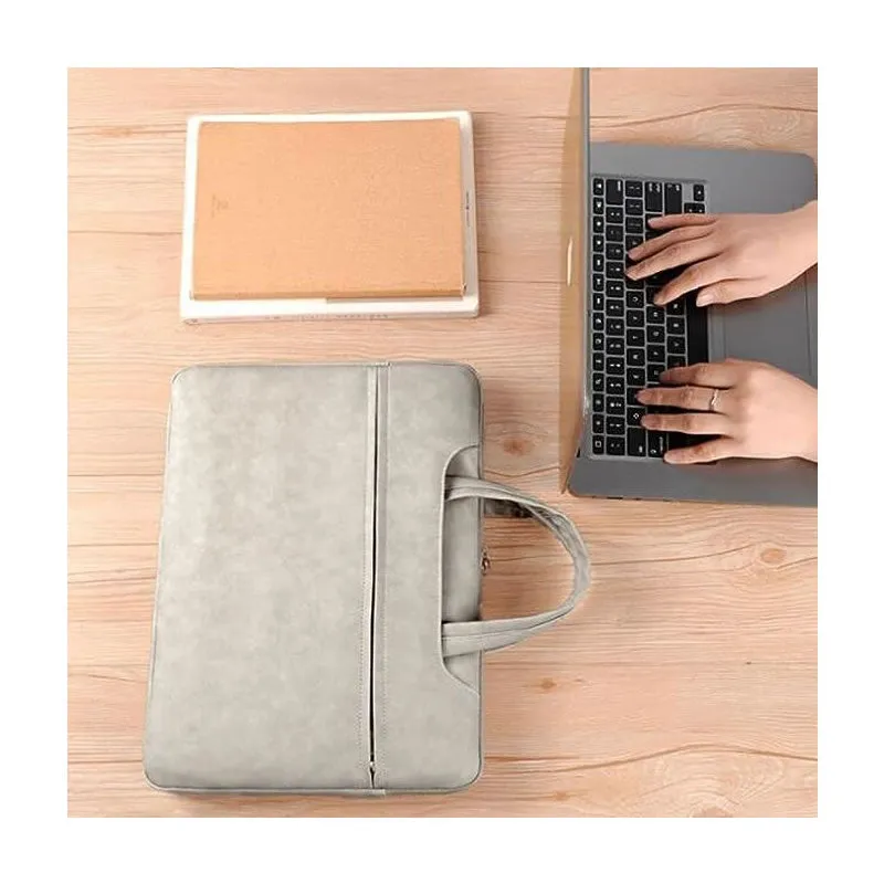 15 Inch Waterproof Pu Leather Zipper Portable Strap Laptop Bag Xf0762