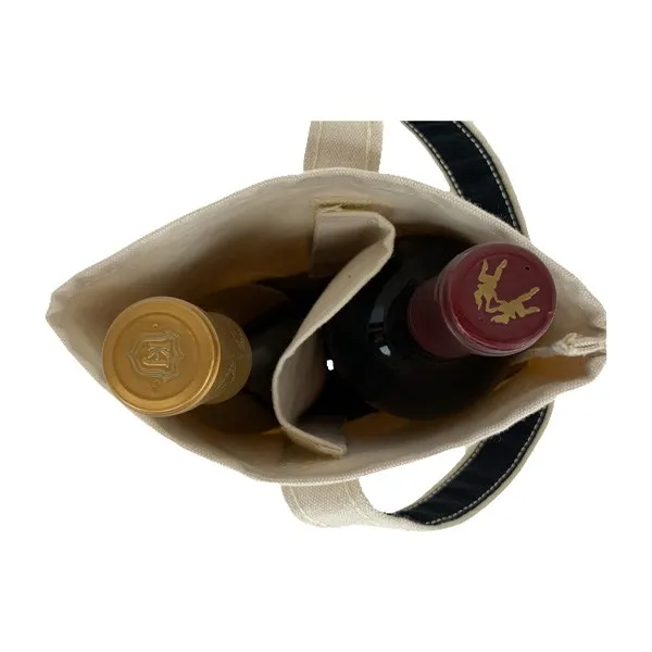 16 Oz. Premium Orange Canvas 2 Bottle Wine Tote Bag (Q581211)