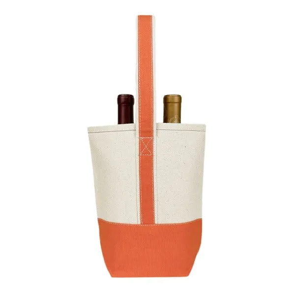 16 Oz. Premium Orange Canvas 2 Bottle Wine Tote Bag (Q581211)
