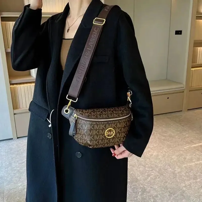 2024 Vintage Shoulder Bag Women Printed Letter Crossbody Chest Bag With Adjustable Strap Designer Luxury Soft Leather Waist Pack