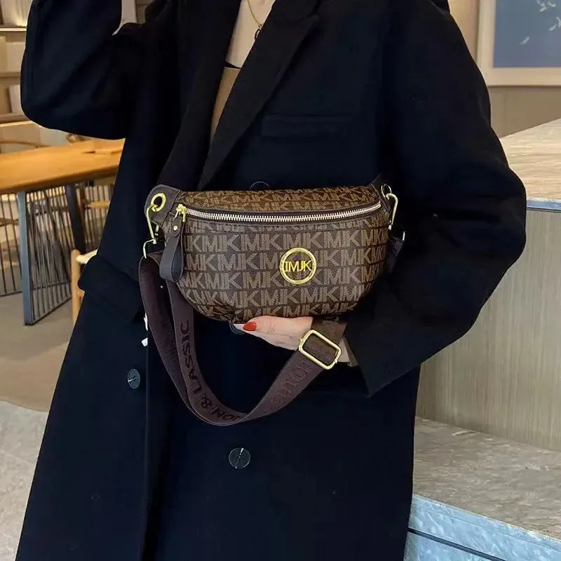 2024 Vintage Shoulder Bag Women Printed Letter Crossbody Chest Bag With Adjustable Strap Designer Luxury Soft Leather Waist Pack