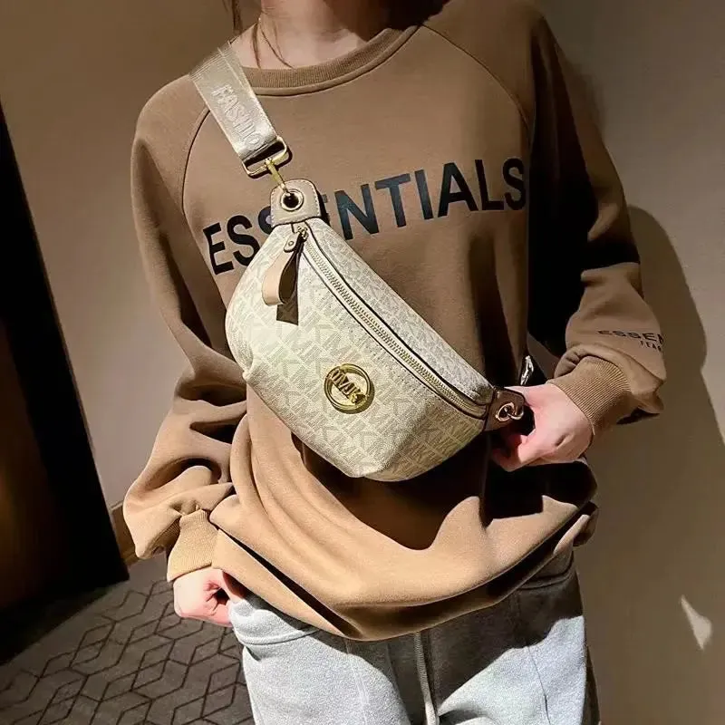 2024 Vintage Shoulder Bag Women Printed Letter Crossbody Chest Bag With Adjustable Strap Designer Luxury Soft Leather Waist Pack