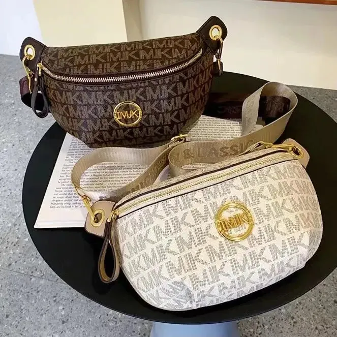 2024 Vintage Shoulder Bag Women Printed Letter Crossbody Chest Bag With Adjustable Strap Designer Luxury Soft Leather Waist Pack