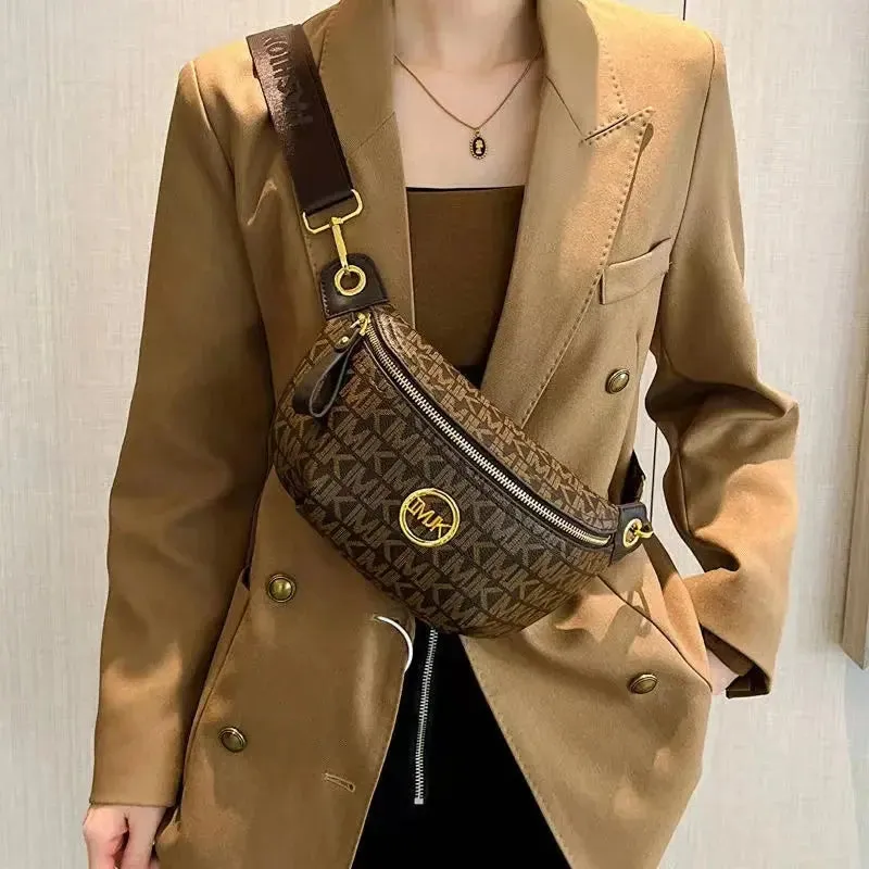 2024 Vintage Shoulder Bag Women Printed Letter Crossbody Chest Bag With Adjustable Strap Designer Luxury Soft Leather Waist Pack