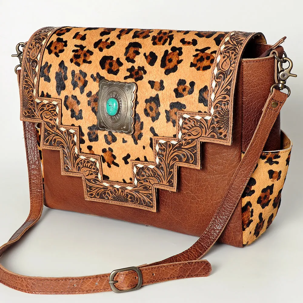 ADBG842A American Darling Hand Tooled Hair On Genuine Leather Women Bag Western Handbag Purse