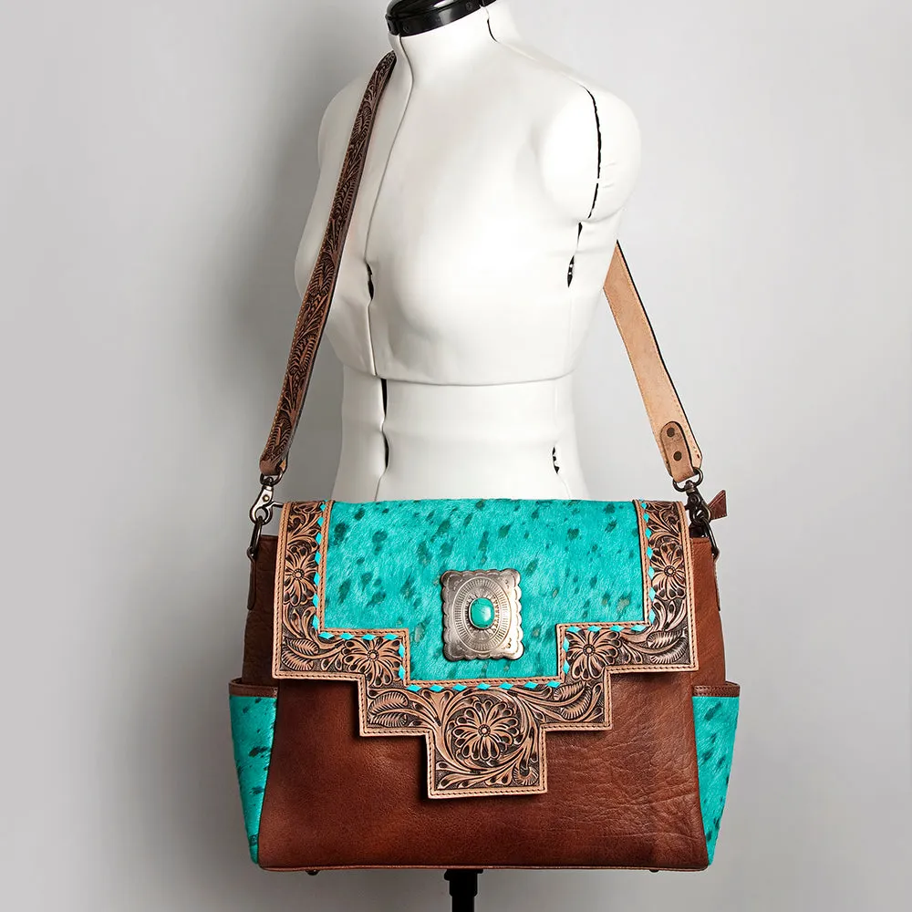 ADBG842C American Darling Hand Tooled Hair On Genuine Leather Women Bag Western Handbag Purse