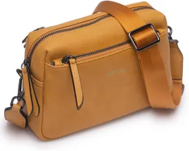 Alldaily Small Triple Zip Crossbody Purse for Women, Vegan Leather Phone Bag with Wide Shoulder Strap