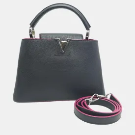 Black Leather BB Capucines Top Handle Bags