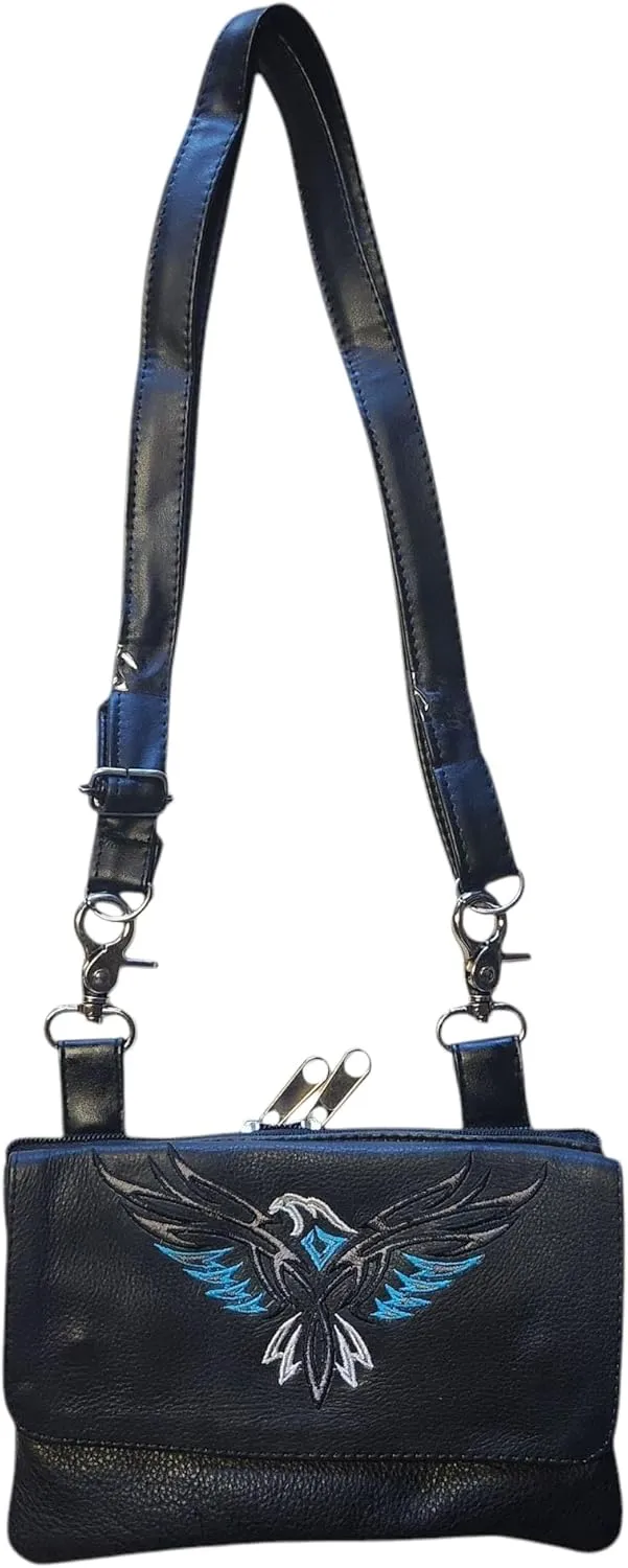 Blue Egale Hip Purse For Women Leather Leg Purse Thigh Bag Waist Pack For Women Our Motorcycle Leg Bag Makes A Great Leather Belt Pouch For Day Trips