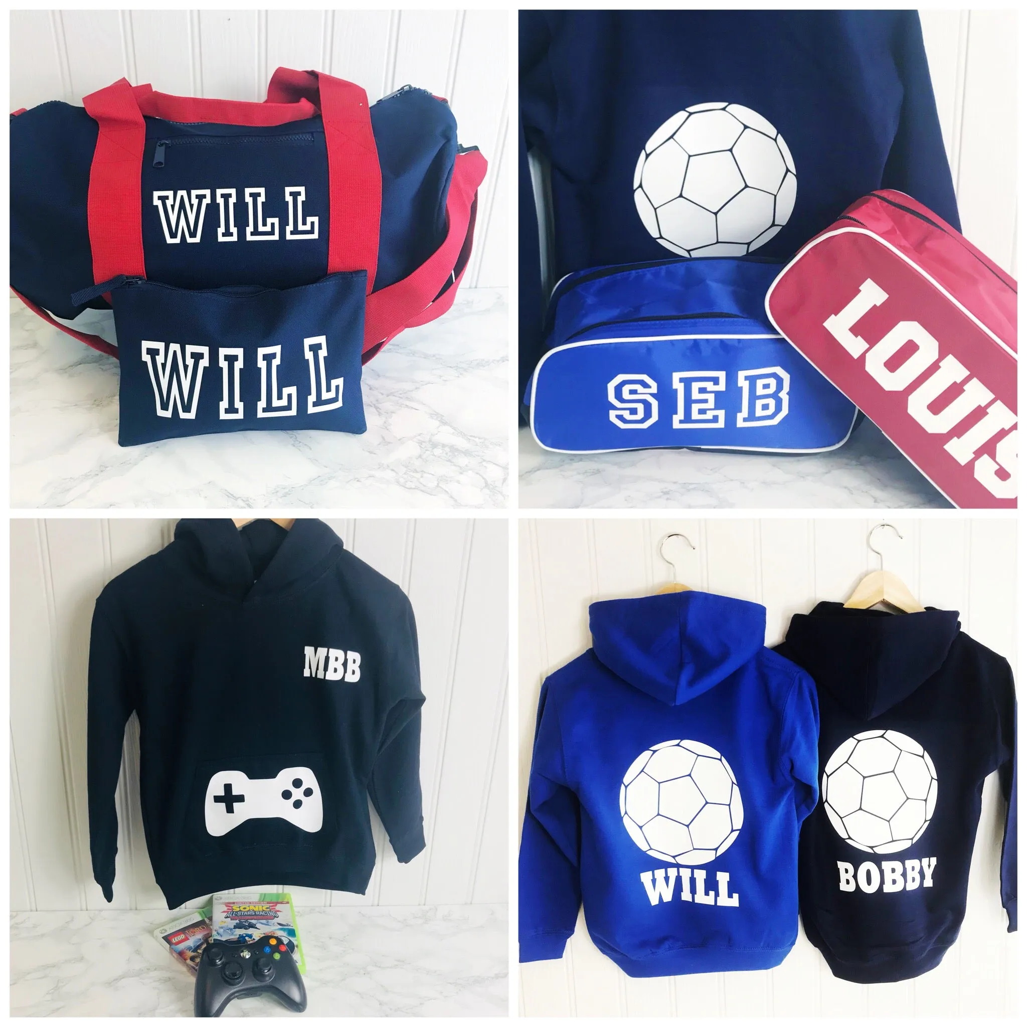 Boys'  Rugby Personalised Activity Hoodie (3 colours available)