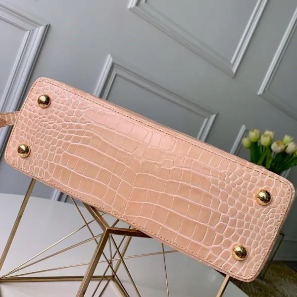 Capucines Pm Crocodile Leather Top Handle Bag N95191 Tivoli Beige 2019 Collection