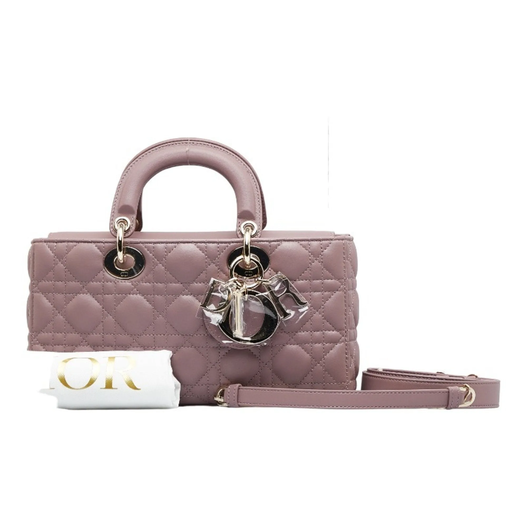CHRISTIAN DIOR Dior LADY D-JOY Cannage HandBag Shoulder Bag Medium Pink Leather Ladies