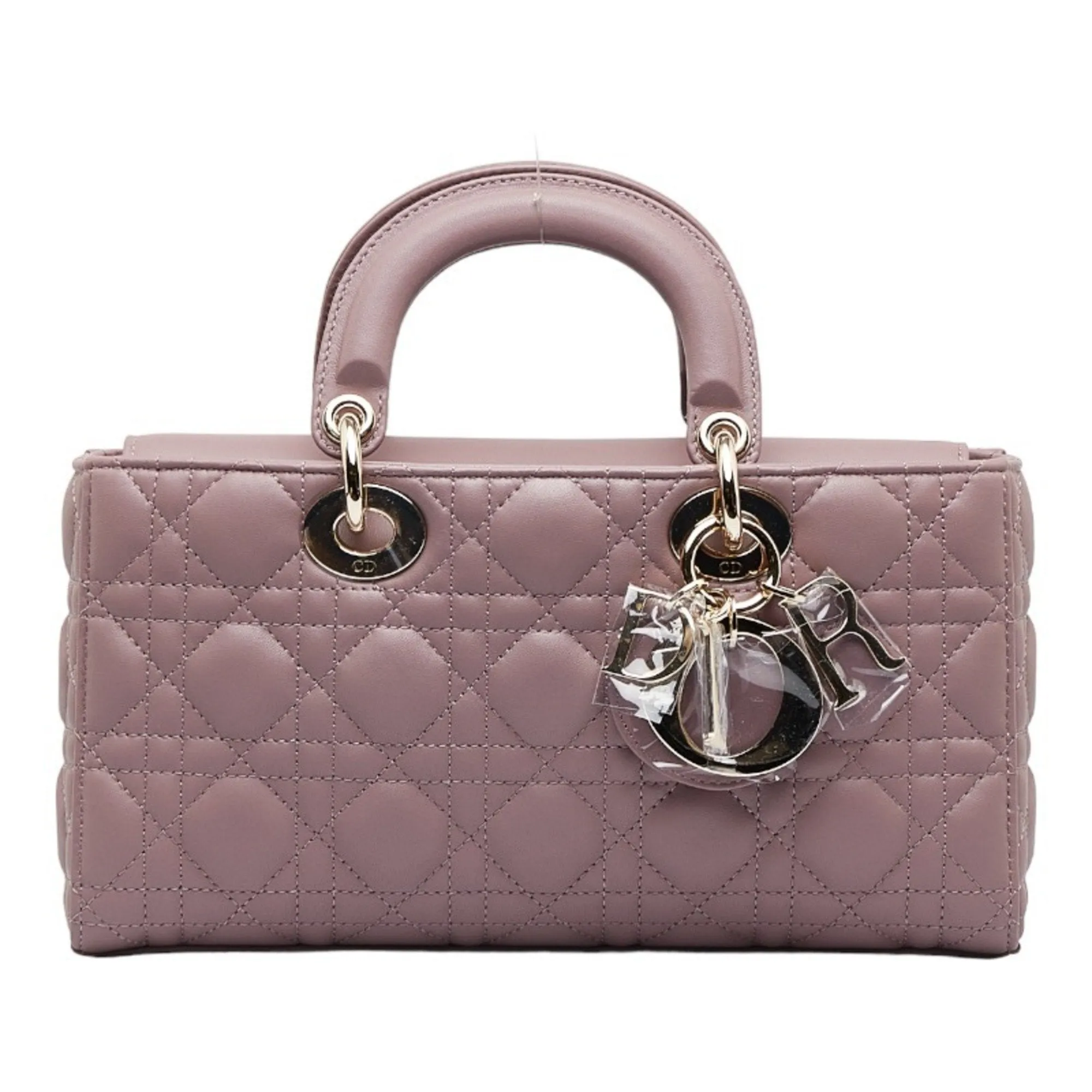 CHRISTIAN DIOR Dior LADY D-JOY Cannage HandBag Shoulder Bag Medium Pink Leather Ladies