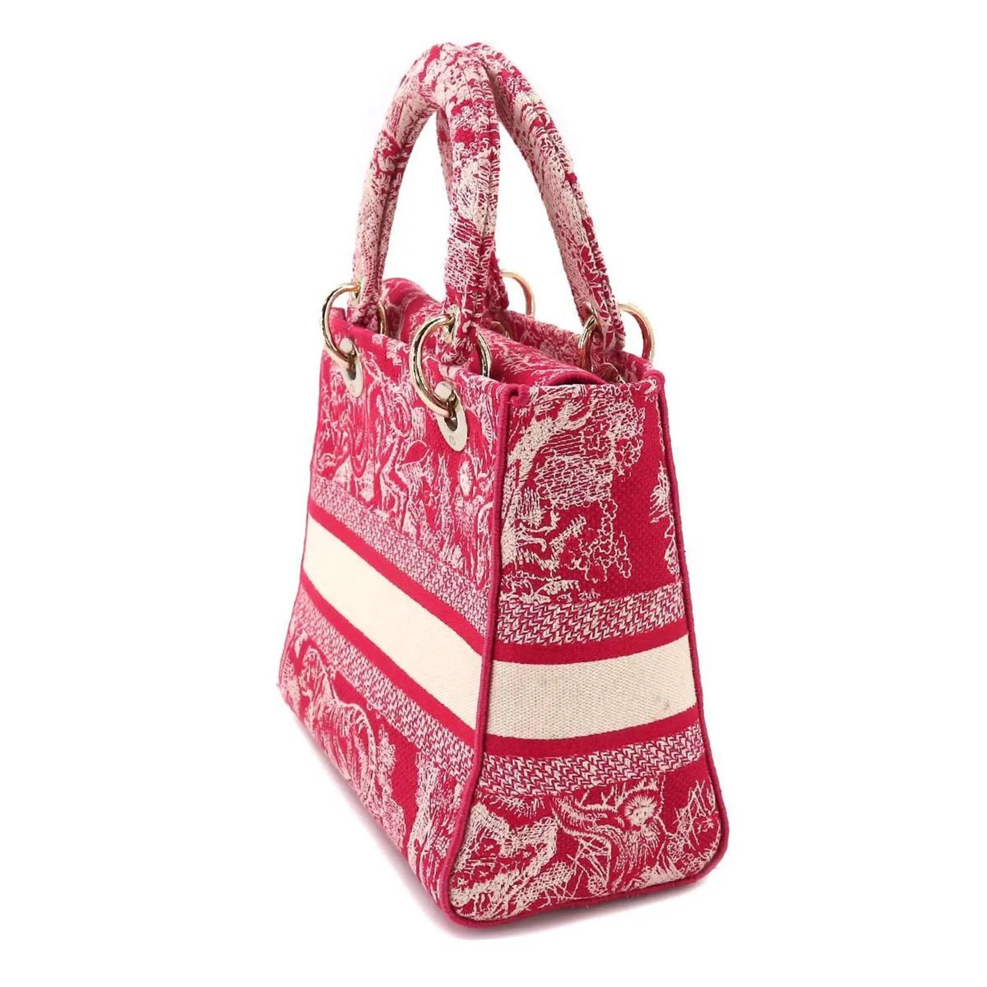CHRISTIAN DIOR Lady Light Medium 2way Hand Shoulder Bag Canvas Pink M0565ORGO LADY D-LITE