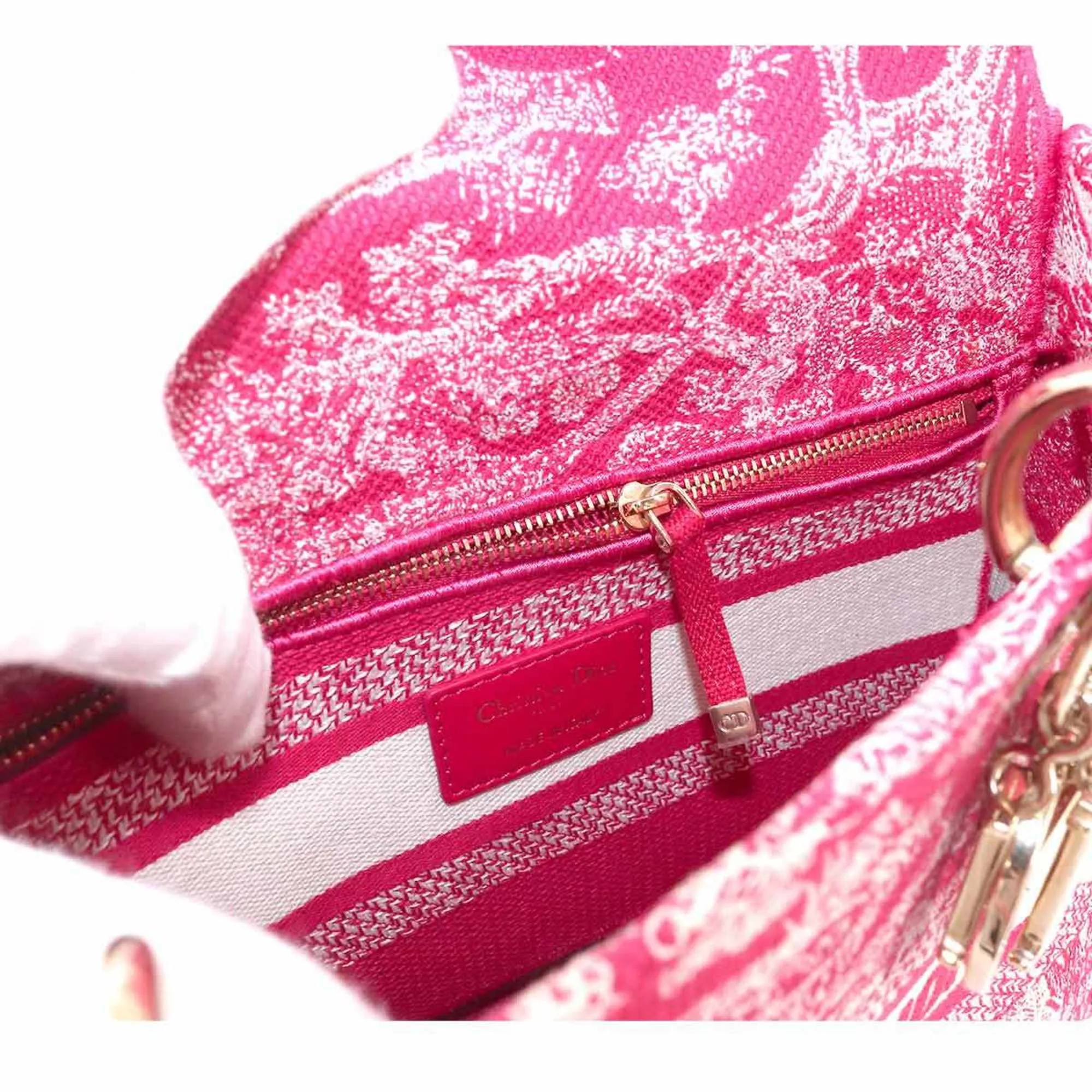 CHRISTIAN DIOR Lady Light Medium 2way Hand Shoulder Bag Canvas Pink M0565ORGO LADY D-LITE