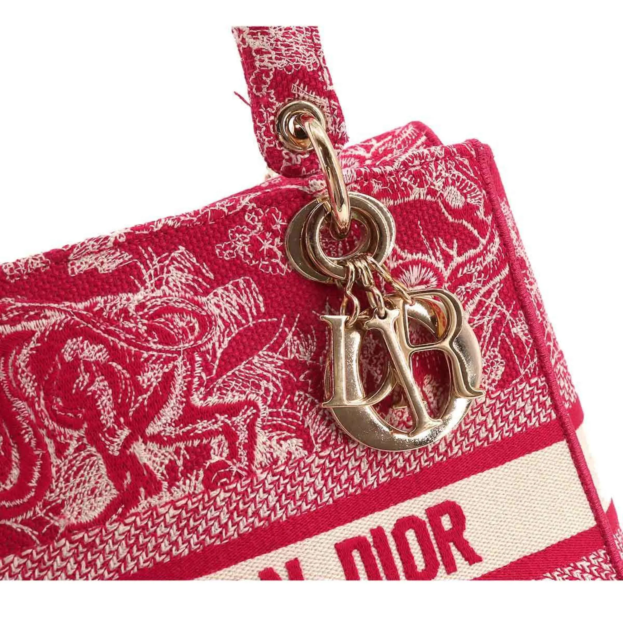 CHRISTIAN DIOR Lady Light Medium 2way Hand Shoulder Bag Canvas Pink M0565ORGO LADY D-LITE