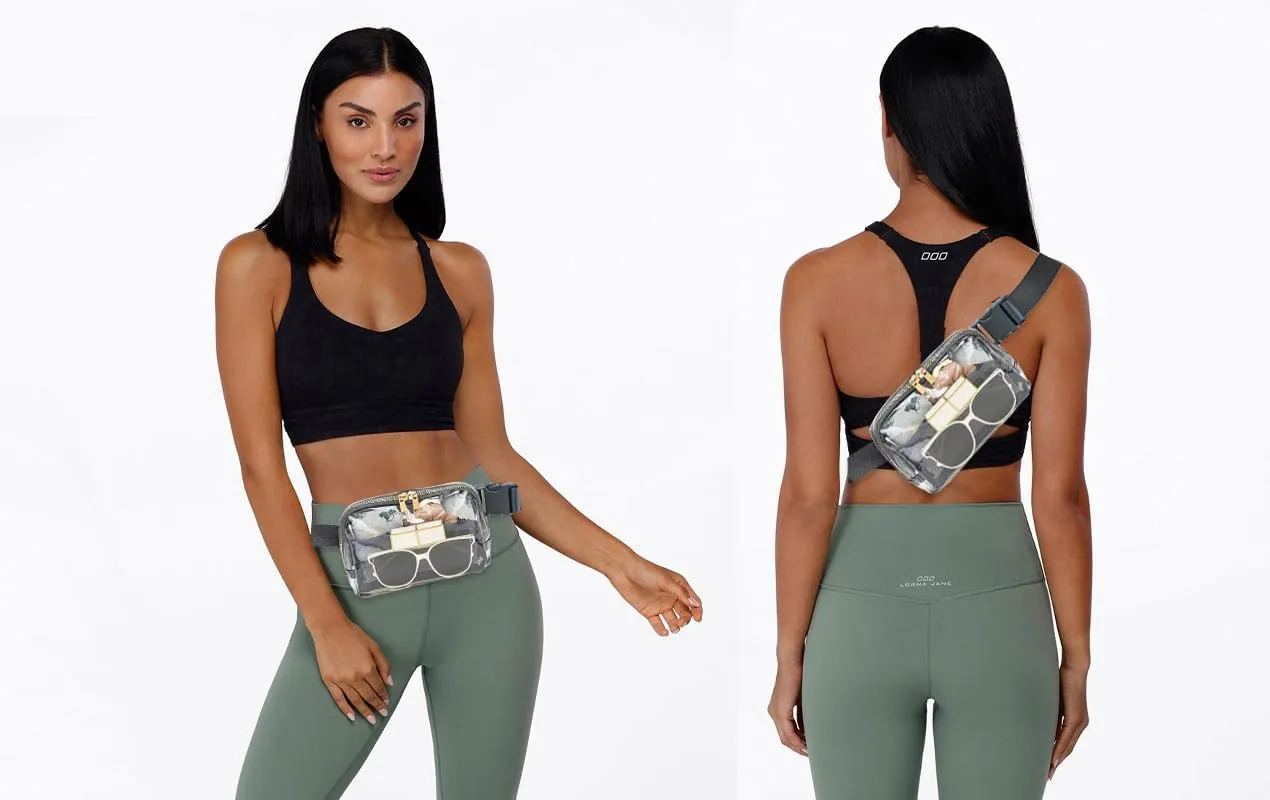 Clear Belt Bag Clear fanny pack stadium approved for Women Men with Adjustable Strap Clear Crossbody Bag Waist Bag for Concerts Sports Travelling Hiking Running (BLUE)