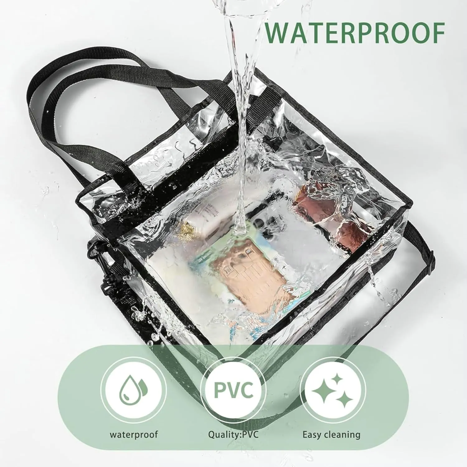 Clear Tote Bag Stadium Events 2025 PVC Transparent Tote Bag Shoulder Crossbody Jelly Bag Travel Gym Swimming