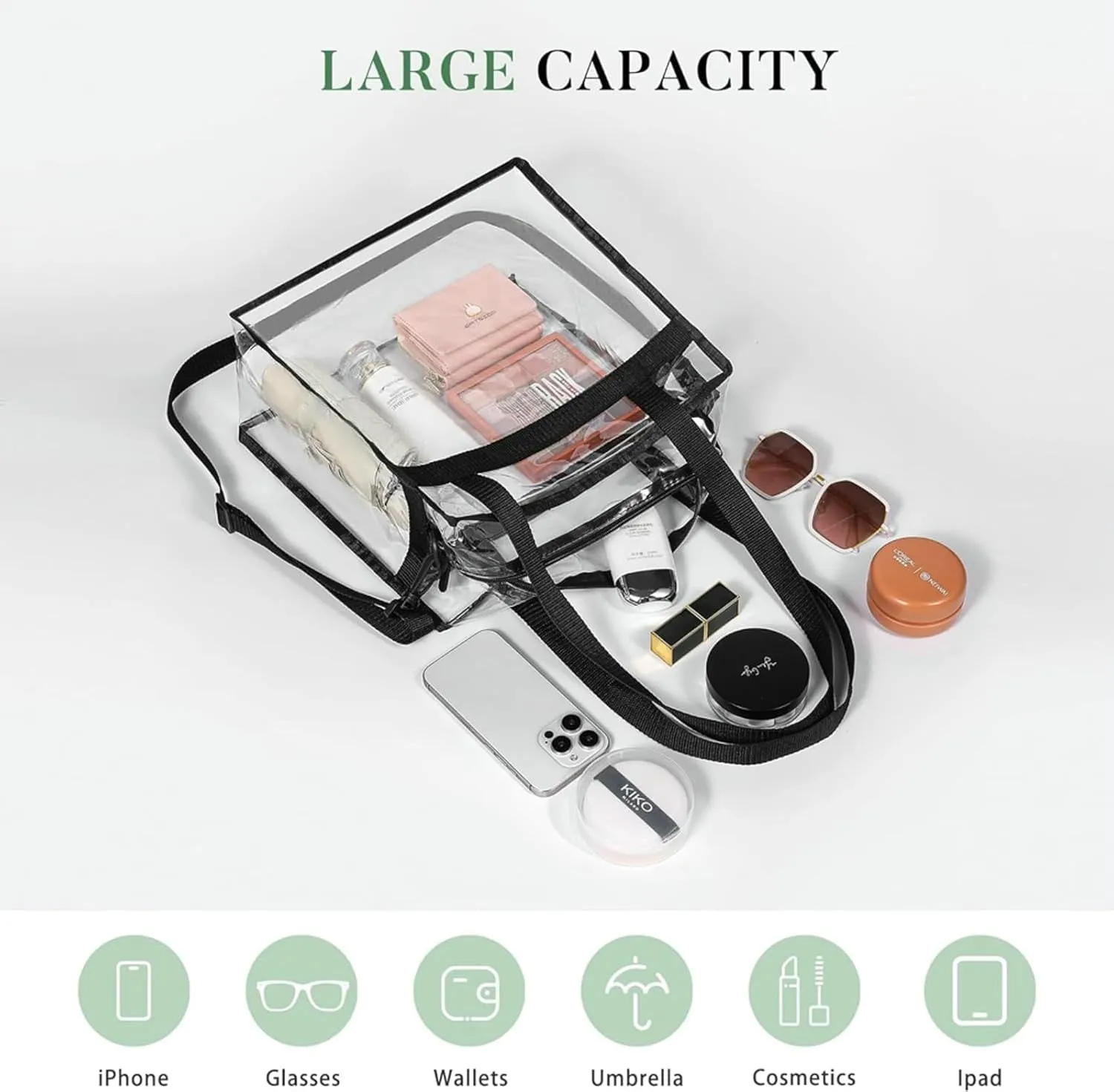 Clear Tote Bag Stadium Events 2025 PVC Transparent Tote Bag Shoulder Crossbody Jelly Bag Travel Gym Swimming