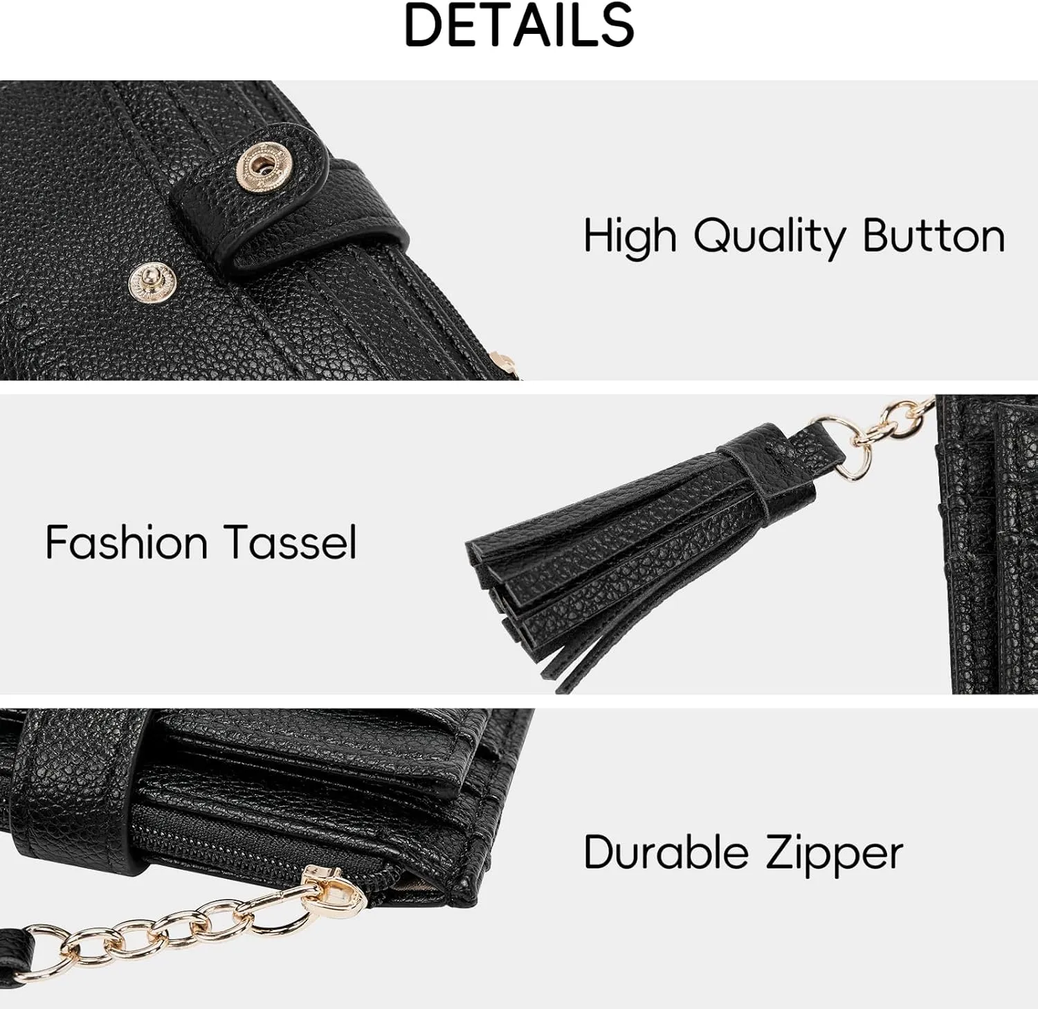 CLUCI Small Womens Wallet RFID Blocking Credit Card Holder with ID Window Leather Slim Card Wallets for Women Black