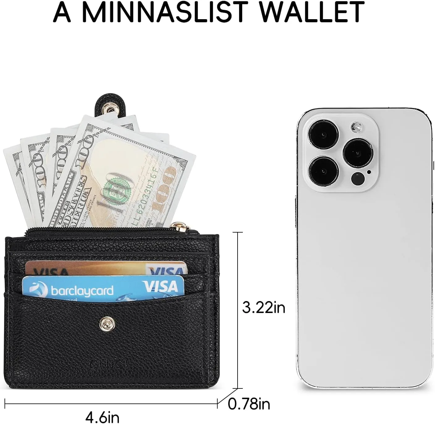 CLUCI Small Womens Wallet RFID Blocking Credit Card Holder with ID Window Leather Slim Card Wallets for Women Black