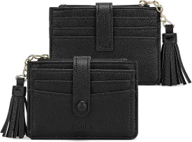 CLUCI Small Womens Wallet RFID Blocking Credit Card Holder with ID Window Leather Slim Card Wallets for Women Black