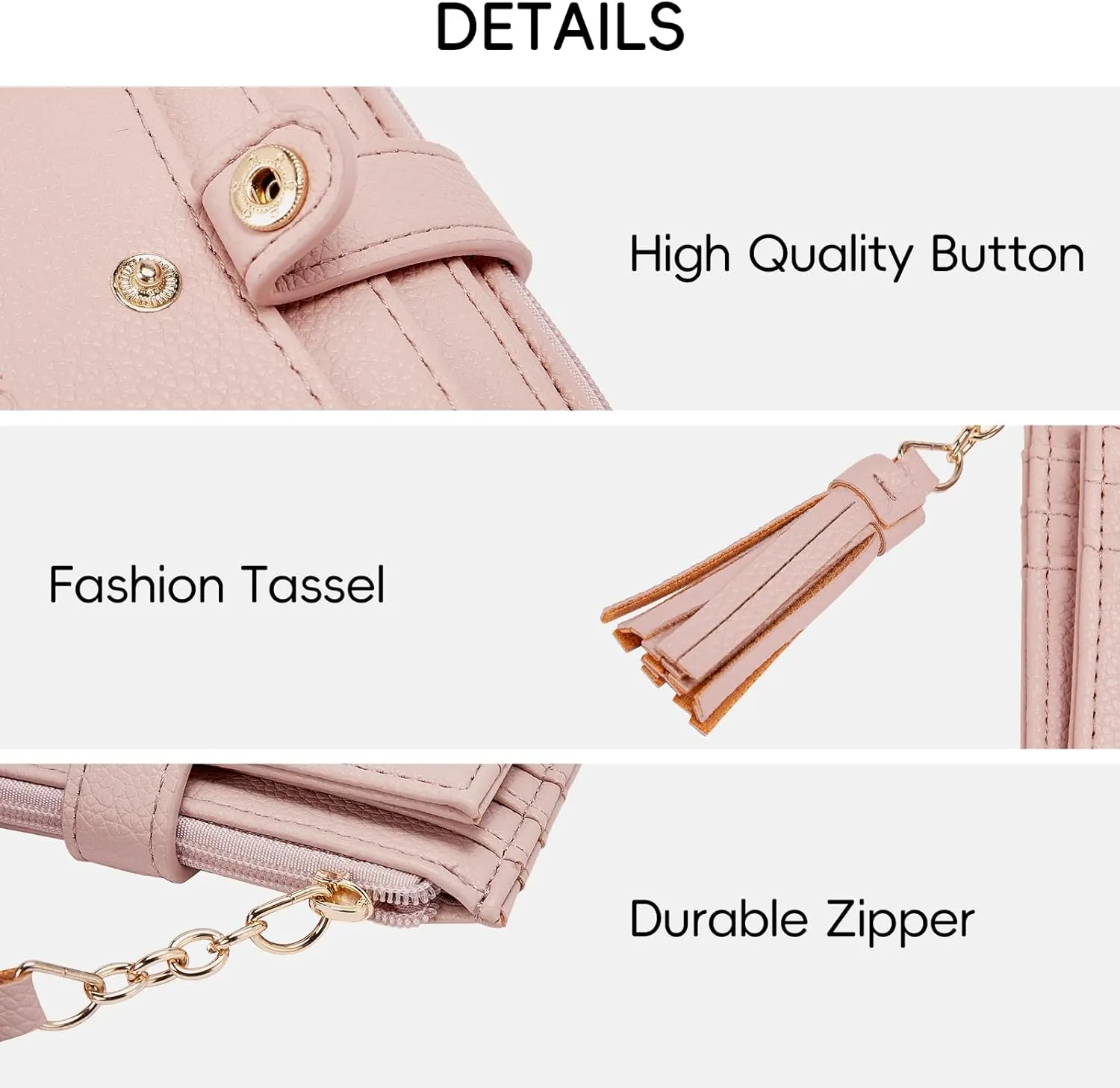 CLUCI Small Womens Wallet RFID Blocking Credit Card Holder with ID Window Leather Slim Card Wallets for Women Pink