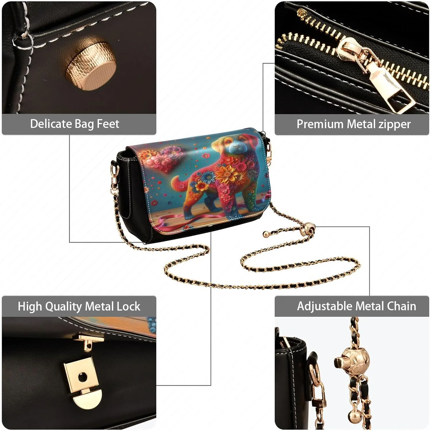 Crossbody Bags for Women Trendy Women's Black Shoulder Bag Small PU Leather Flap Cross Body Bag Handbags