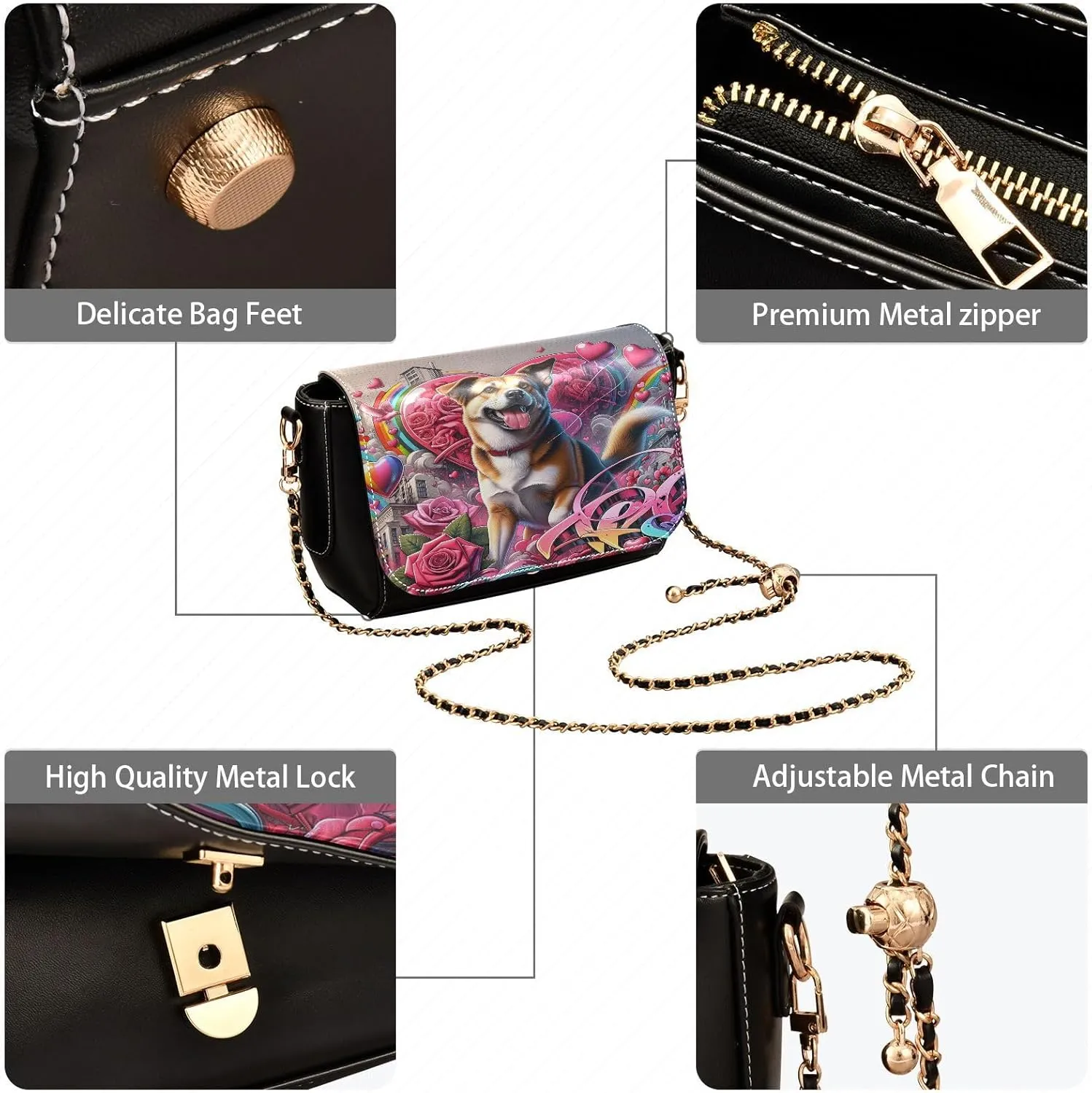 Crossbody Bags for Women Trendy Women's Black Shoulder Bag Small PU Leather Flap Cross Body Bag Handbags