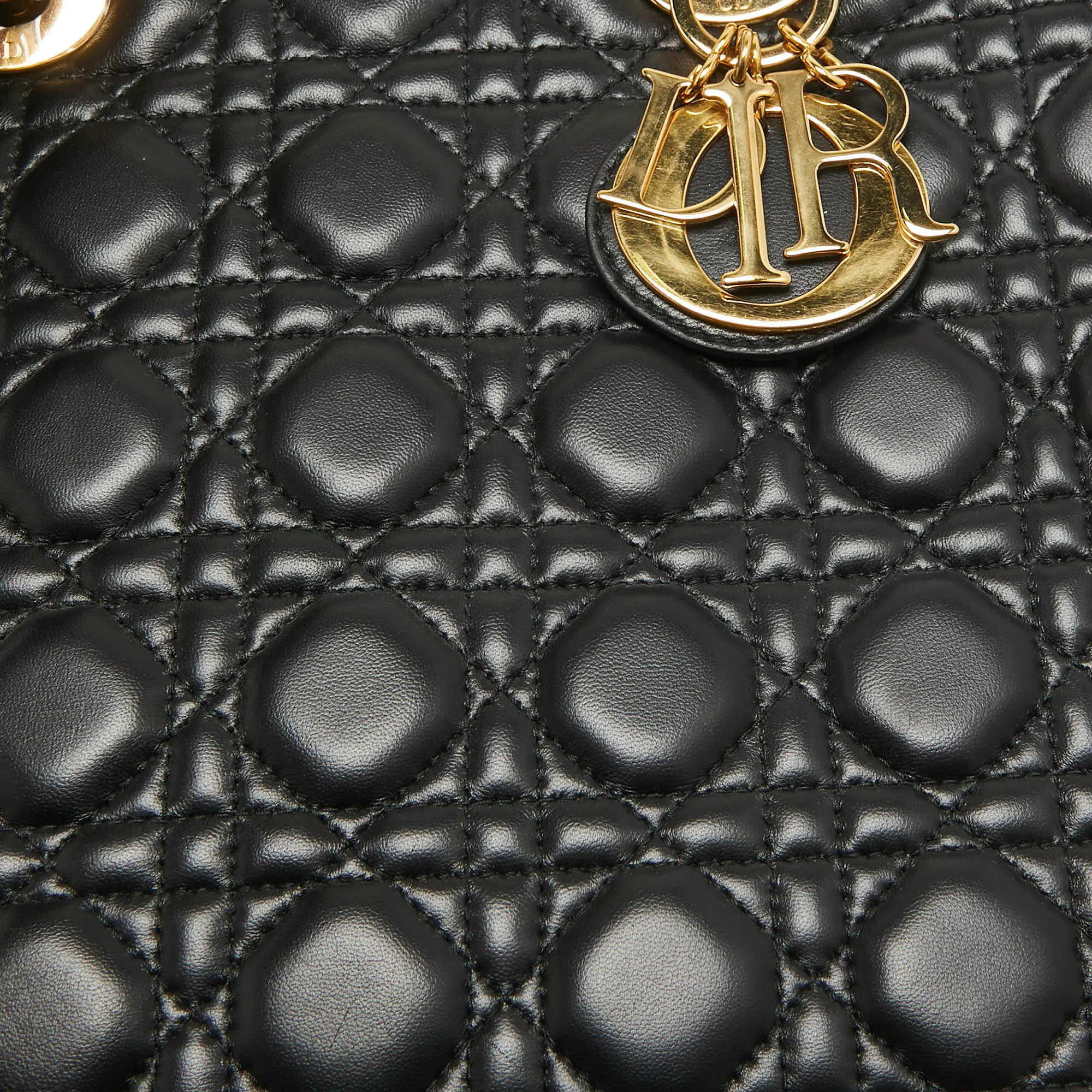 DIOR Black Cannage Leather Large Lady  Tote