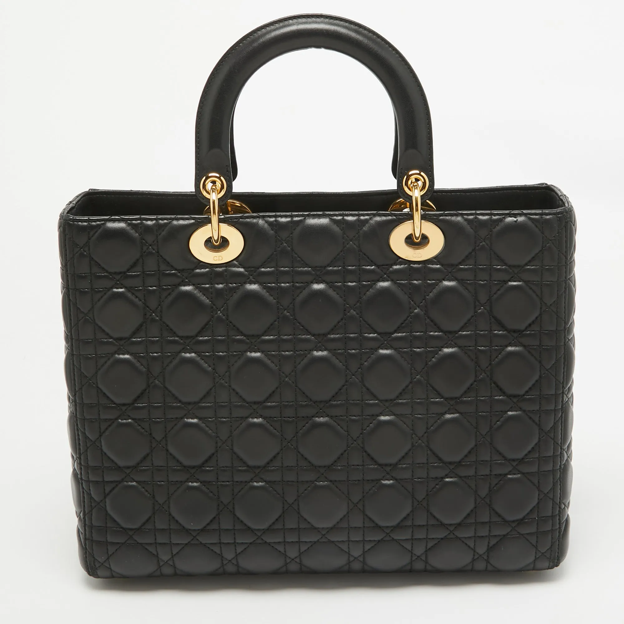 DIOR Black Cannage Leather Large Lady  Tote