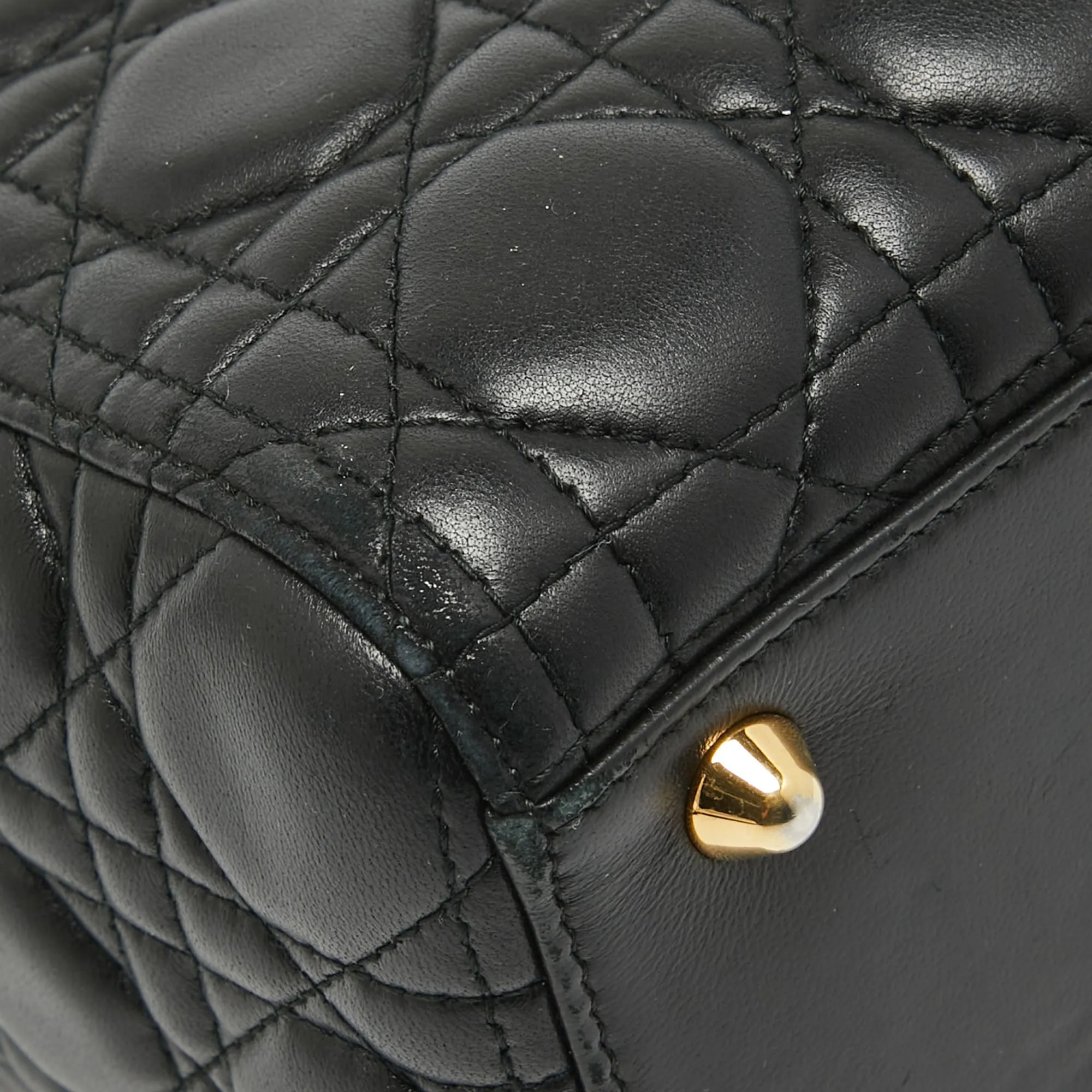 DIOR Black Cannage Leather Large Lady  Tote