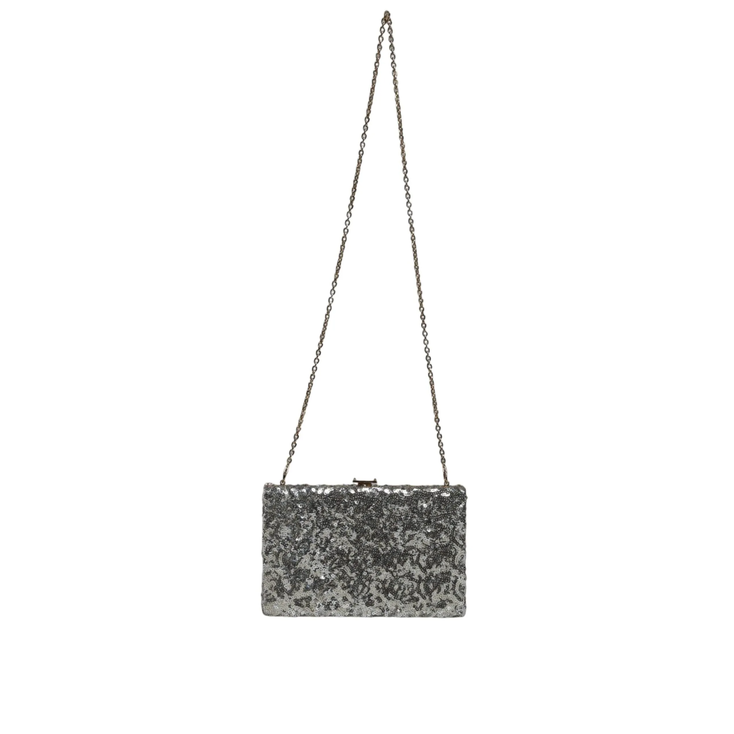 Dolce & Gabbana Silver Sequined Clutch Evening Crossbody Bag