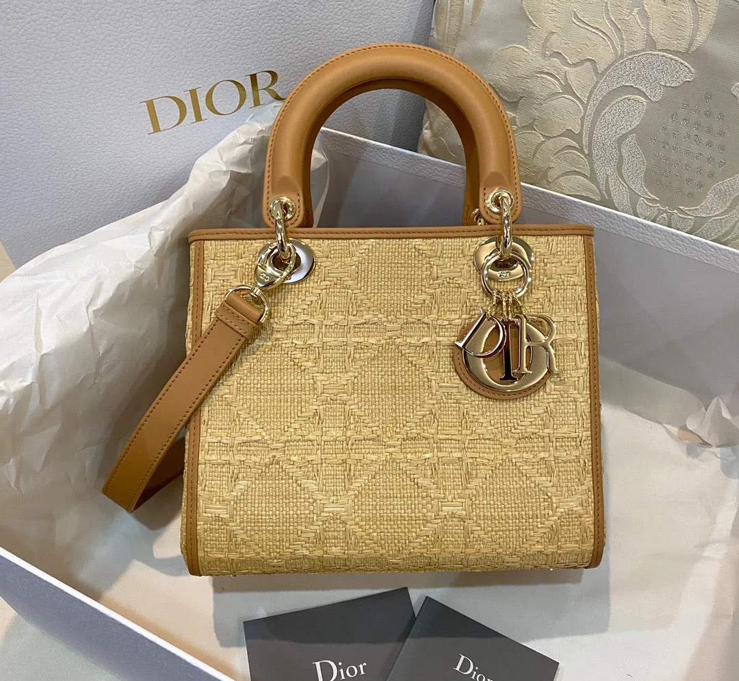 DR229 LADY DR Bag Natural Cannage Raffia / HIGHEST QUALITY VERSION