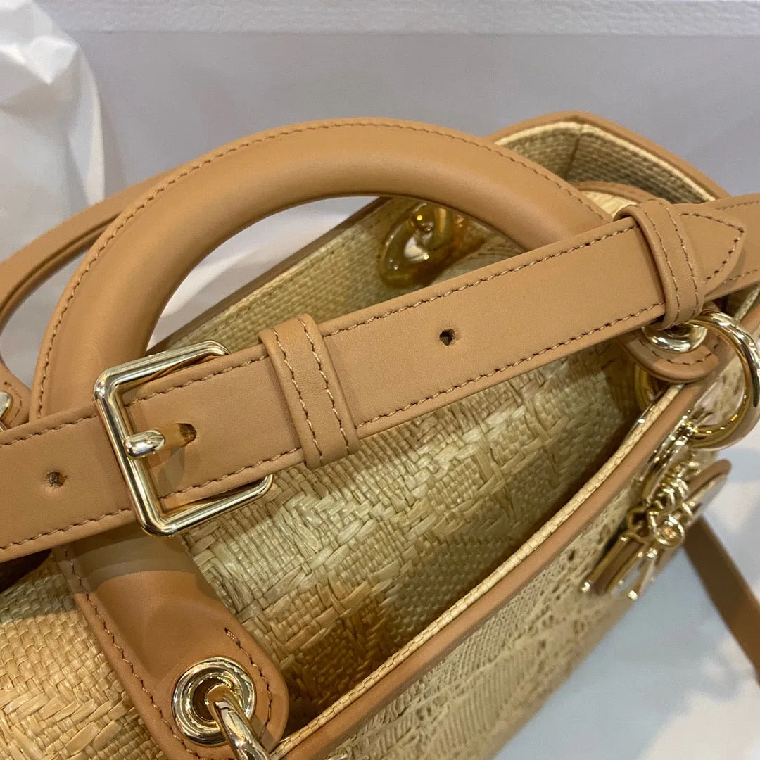 DR229 LADY DR Bag Natural Cannage Raffia / HIGHEST QUALITY VERSION