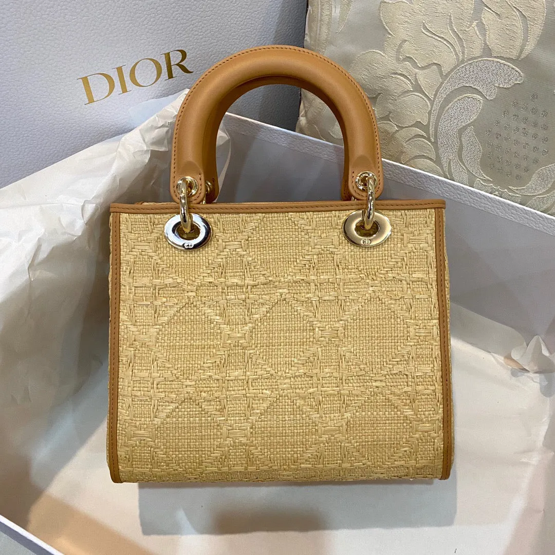 DR229 LADY DR Bag Natural Cannage Raffia / HIGHEST QUALITY VERSION