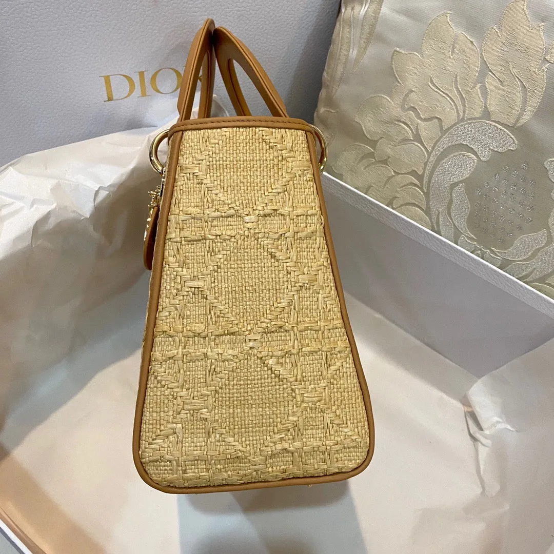 DR229 LADY DR Bag Natural Cannage Raffia / HIGHEST QUALITY VERSION