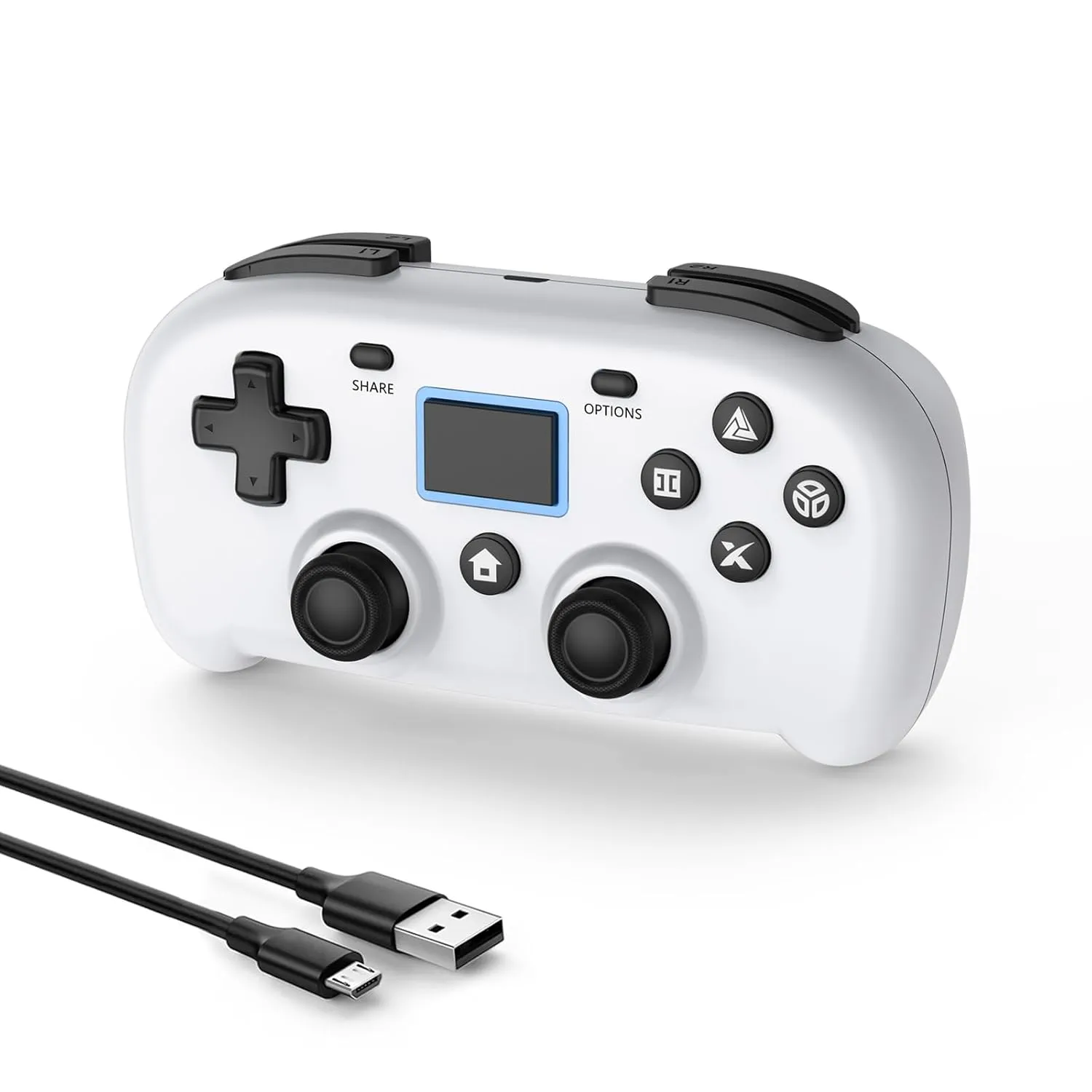 DYONDER Wireless Controller for PS4,Mini Style PS4 Gamepad Compatible with PS4/Pro/Slim,PC Game Remote for Window10/8/7,Gaming Controller with Dual Vibration/6-Axis Sensor/Audio Function(White)