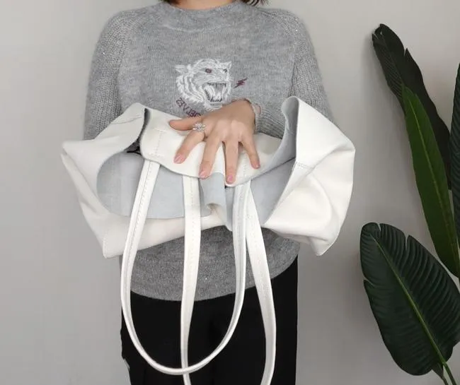 Fashion Womens White Leather Oversize Tote Bag White Shoulder Tote Bag Handbag Tote For Women
