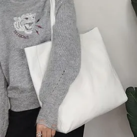 Fashion Womens White Leather Oversize Tote Bag White Shoulder Tote Bag Handbag Tote For Women
