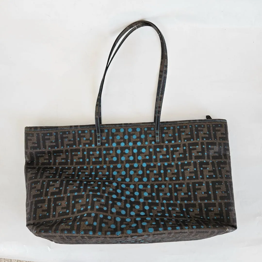 Fendi Brown/Blue Zucca Perforated Coated Canvas Roll Tote