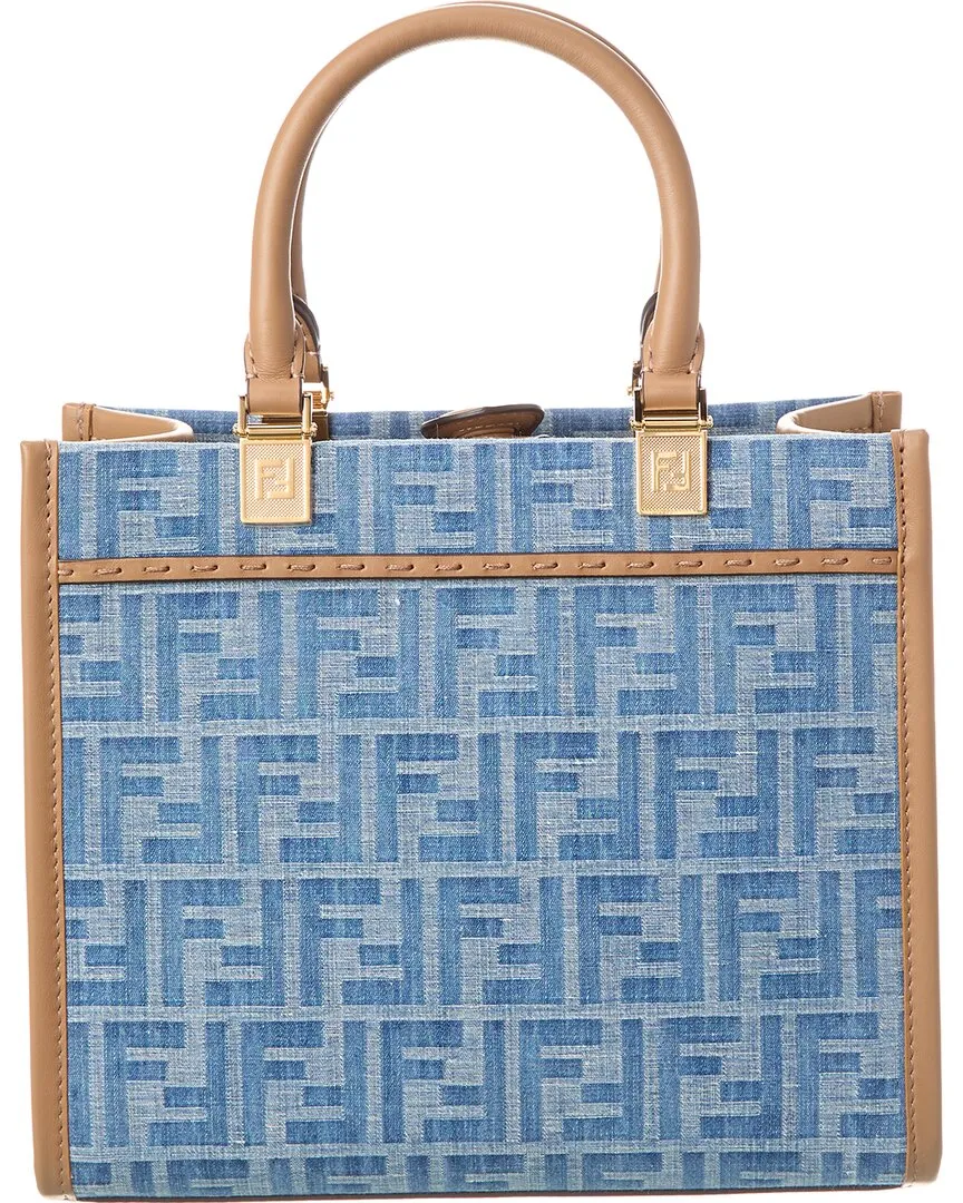 FENDI Sunshine Small FF Denim & Leather Tote