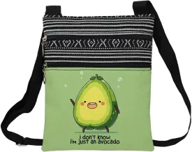 Funny Avocado Messenger Bag Small Ethnic Pattern Printed Adjustable Strap Crossbody Zipper Bag Funny Avocado Phone Bag Wallet Cute Shoulder Handbag for Women -2
