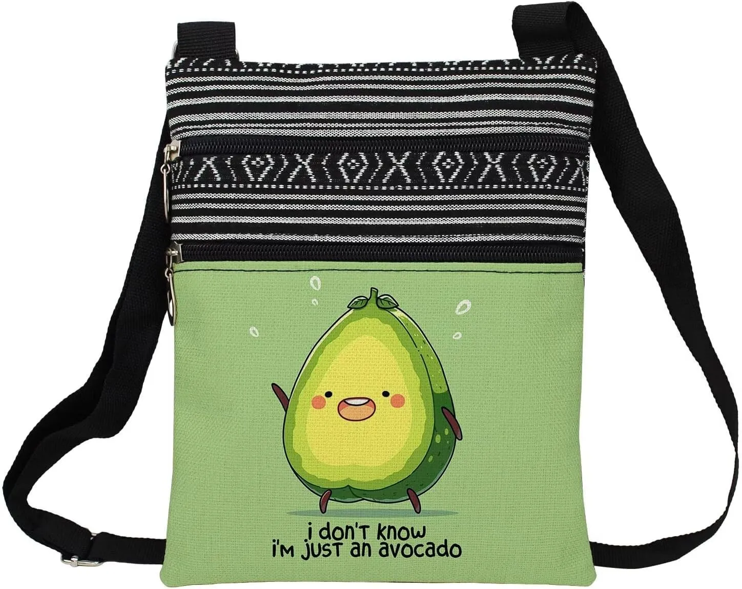 Funny Avocado Messenger Bag Small Ethnic Pattern Printed Adjustable Strap Crossbody Zipper Bag Funny Avocado Phone Bag Wallet Cute Shoulder Handbag for Women -2