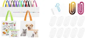 Joyclub Bundle of 30 Pack Sublimation Tote Bags and 12 Pcs Acrylic Jumbo Paper Clips