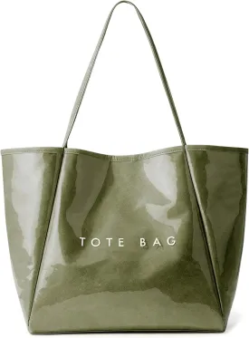 KALIDI Large PVC Tote Bag Women Weekender Hobo Bag Travel Purse Kraft Paper Oversize Shoulder Handbag for Work College Beach