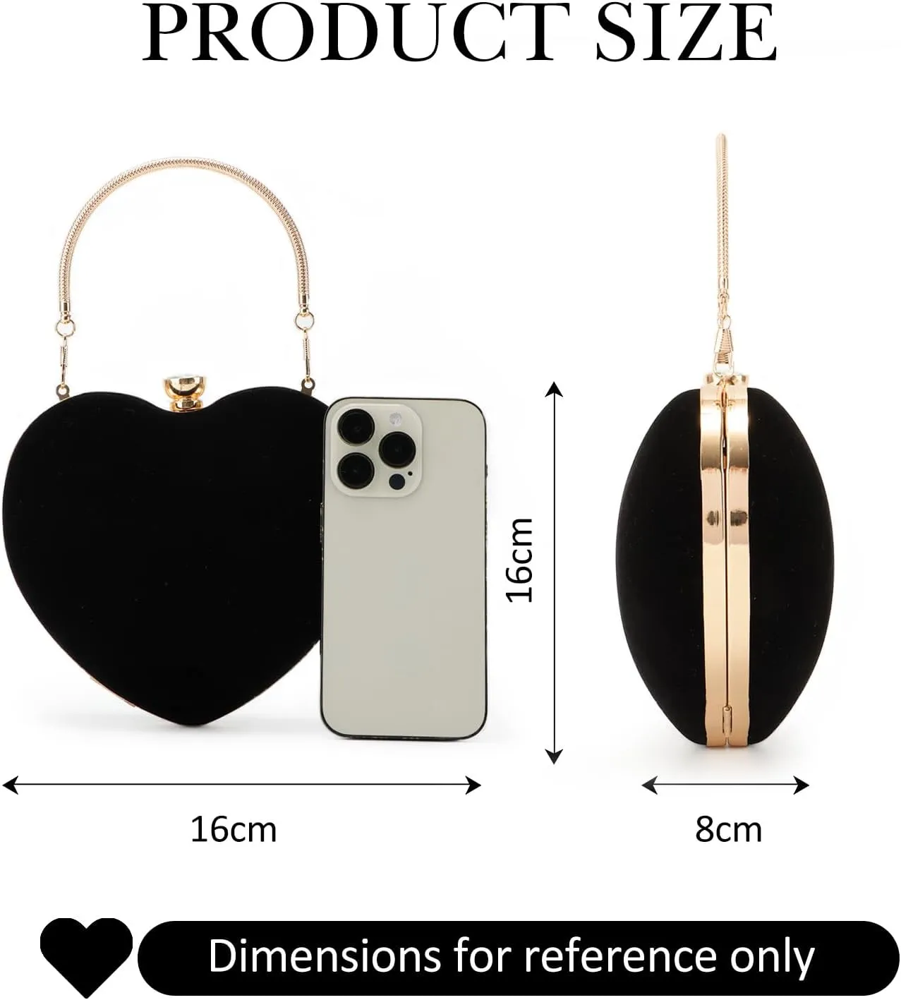 Lanpet Women Heart Shaped Evening Bag Mini Clutch Purse Chain Strap Shoulder Bag Handbag for Wedding Cocktail Party 