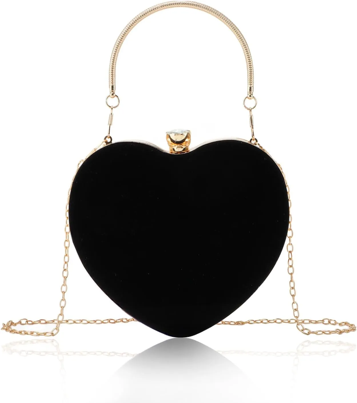 Lanpet Women Heart Shaped Evening Bag Mini Clutch Purse Chain Strap Shoulder Bag Handbag for Wedding Cocktail Party 