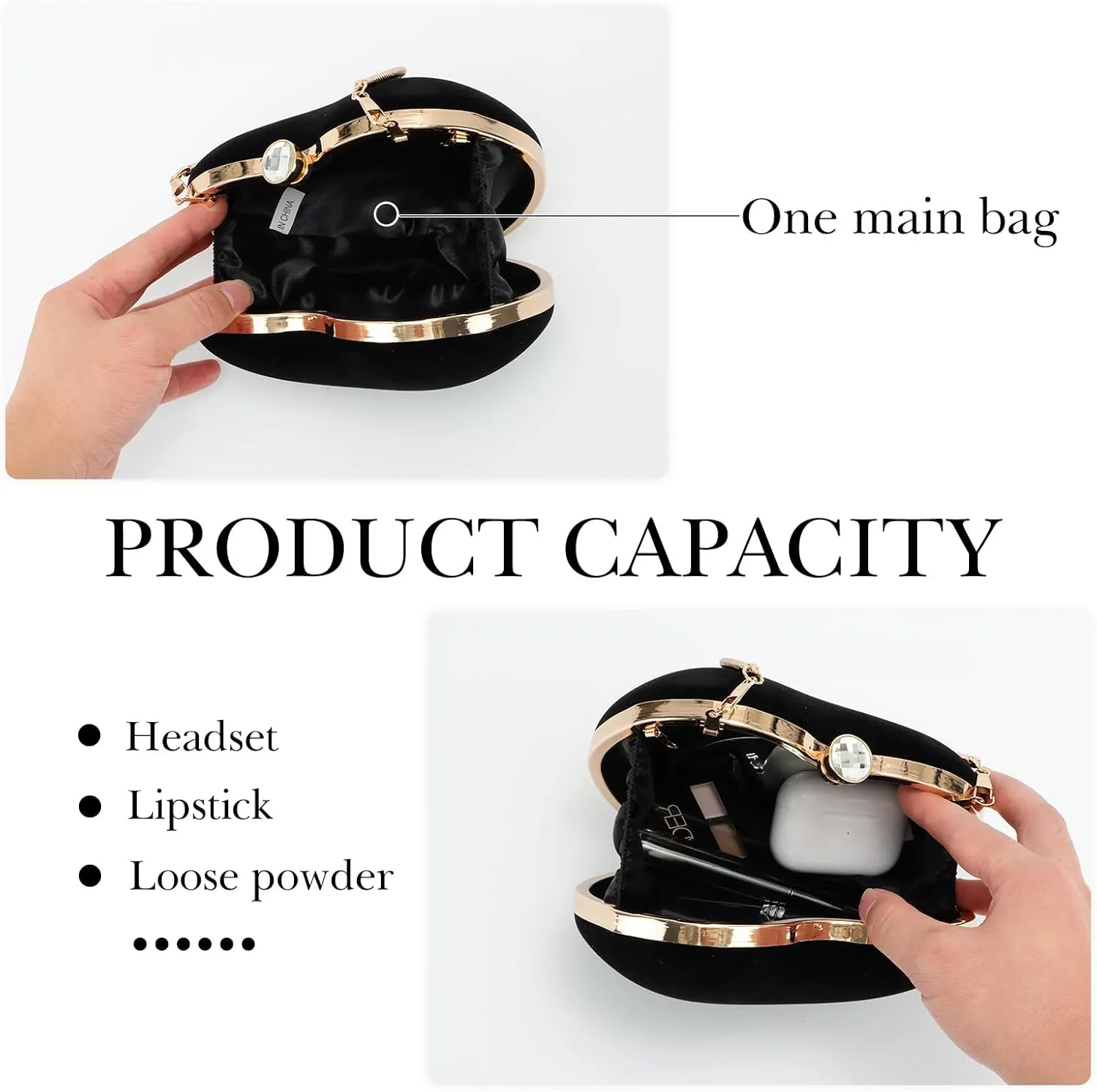 Lanpet Women Heart Shaped Evening Bag Mini Clutch Purse Chain Strap Shoulder Bag Handbag for Wedding Cocktail Party 