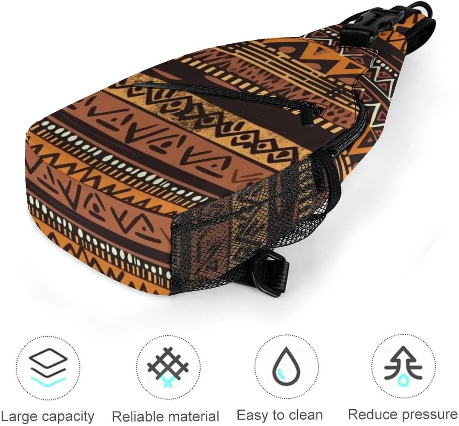 Lightweight Chest Bag Crossbody Bag African Mud Cloth Tribal Sling Backpack for Women Men Sports Travel